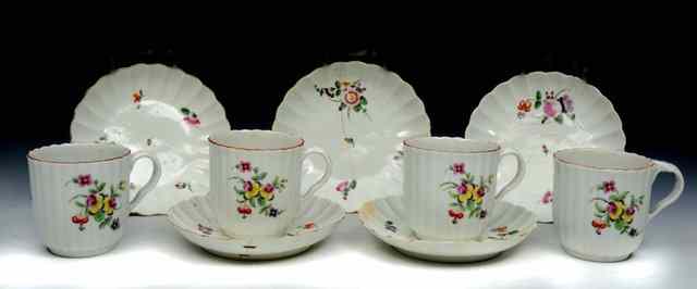 Appraisal: A SET OF FOUR WORCESTER POLYCHROME COFFEE CUPS and five