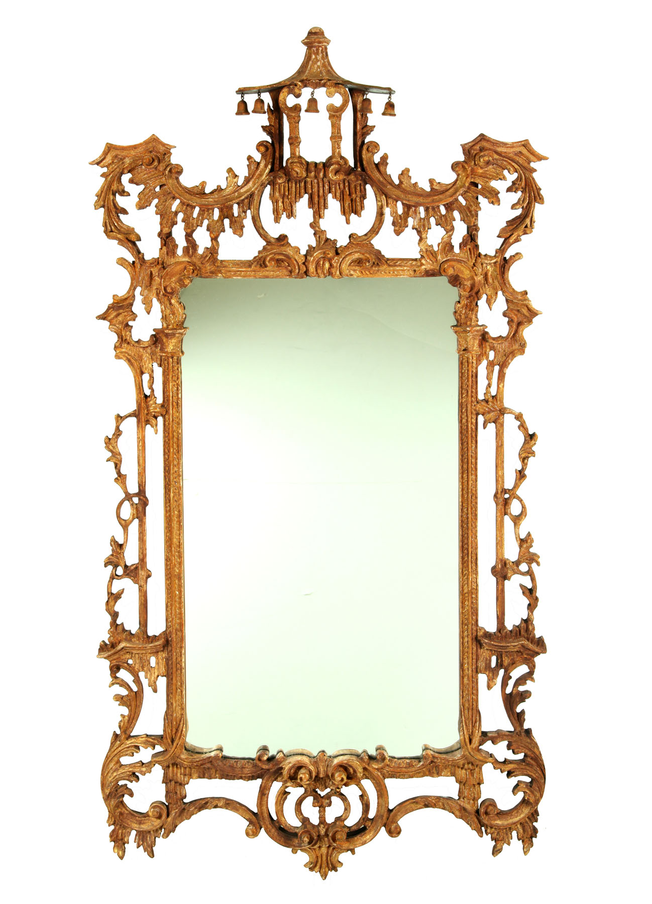 Appraisal: ITALIANATE MIRROR European th century pine Distressed gilt carved frame