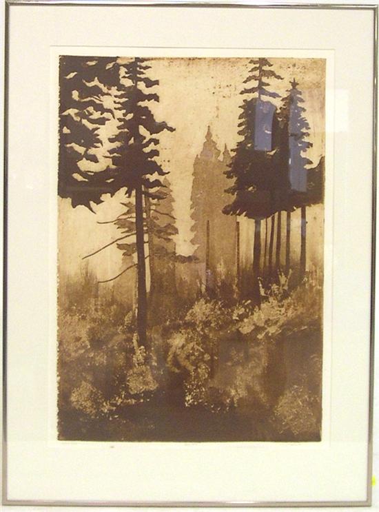 Appraisal: Doug Forsythe Nova Scotia b woodblock print ''Forest Deep'' forest