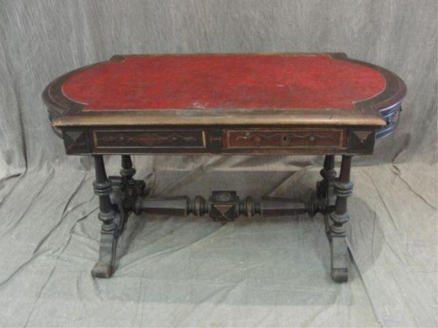 Appraisal: Victorian Leathertop Desk Drawers on each side From a Yonkers