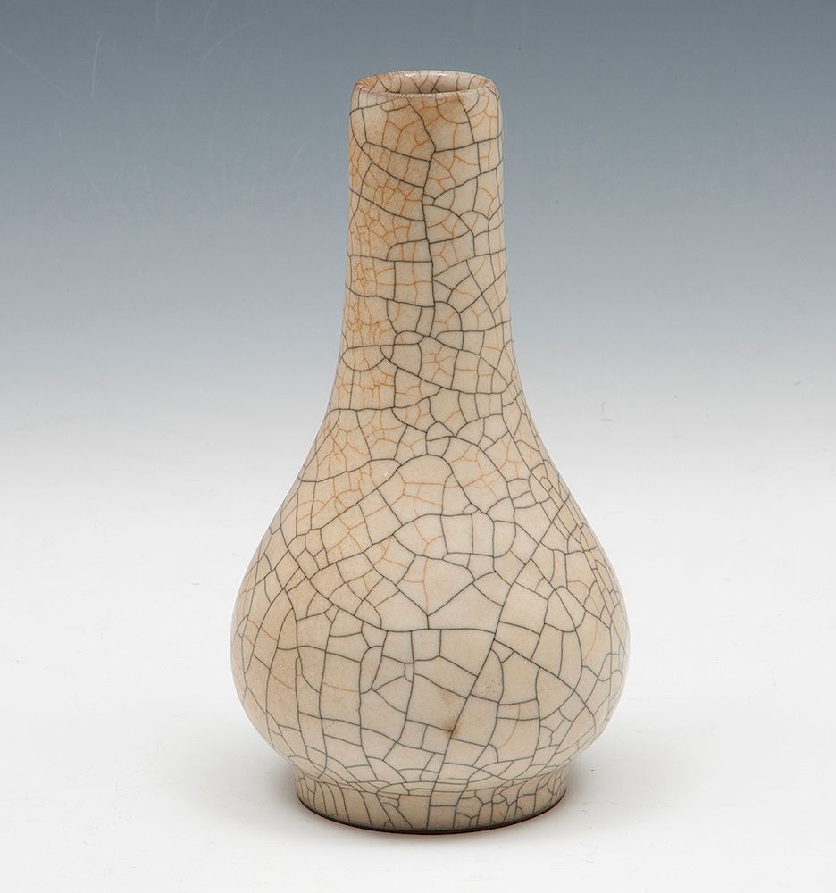 Appraisal: Crackle Glazed Pear-Shaped Vase Crackle Glazed Pear-Shaped Vase The elegant