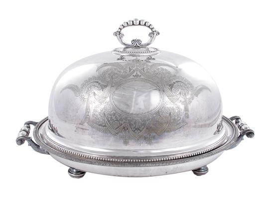 Appraisal: English silverplate meat dome and warming platter late half th