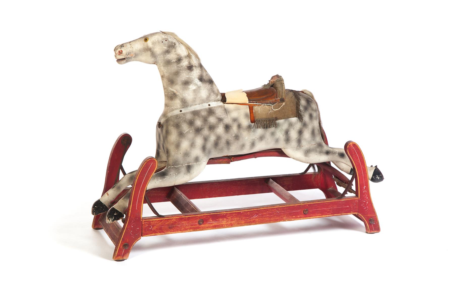 Appraisal: ROCKING HORSE ON ROCKING PLATFORM BASE American st half- th