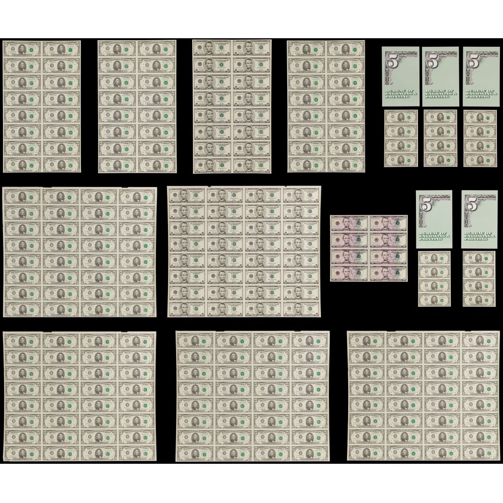 Appraisal: FEDERAL RESERVE UNCUT SHEET COLLECTION notes from