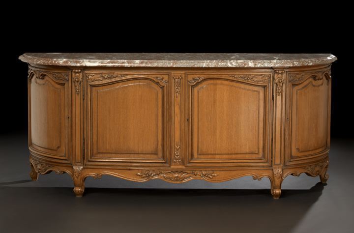 Appraisal: Monumental Provincial Louis XV-Style Oak and Marble-Top Buffet fourth quarter