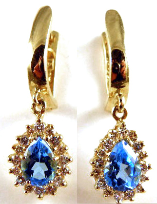 Appraisal: PAIR OF BLUE TOPAZ EARRINGS each k yellow gold and