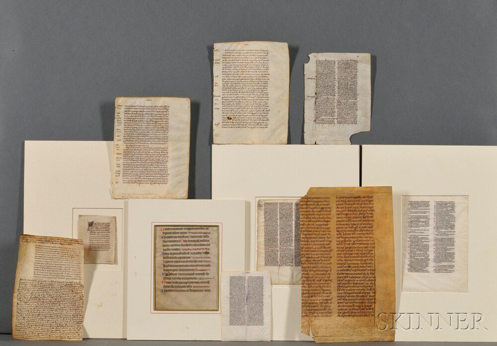 Appraisal: Manuscript Leaves French Ten parchment leaves removed from Medieval French