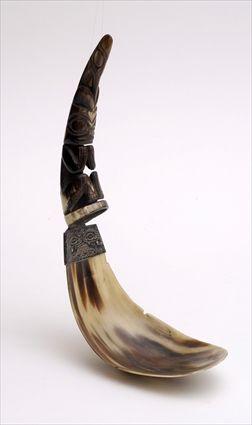 Appraisal: TLINGIT SPOON Cow horn and silver in See Pleasing The