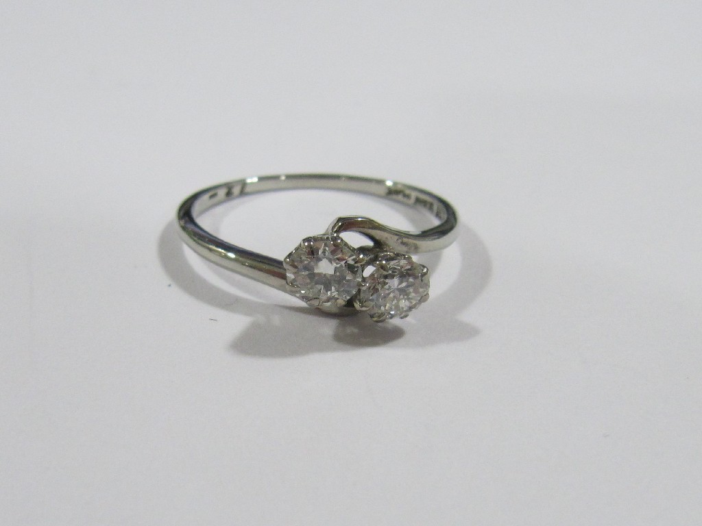 Appraisal: Eighteen carat white gold and platinum diamond two stone twist