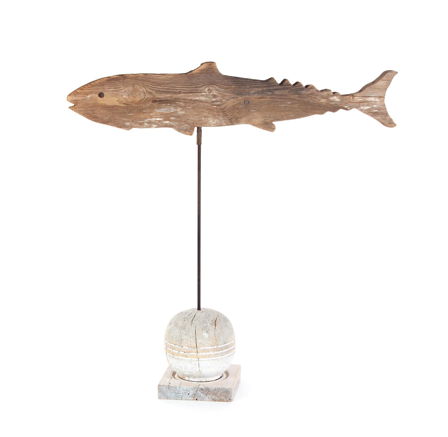 Appraisal: FOLKSY AMERICAN FISH WEATHERVANE Twentieth century pine Cutout silhouette with