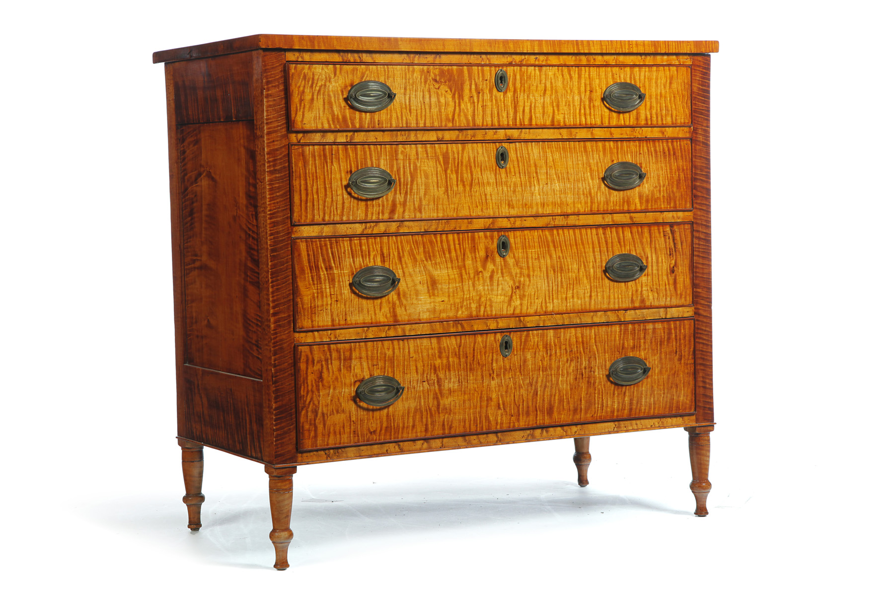 Appraisal: OHIO CURLY MAPLE SHERATON CHEST OF DRAWERS Second quarter- th