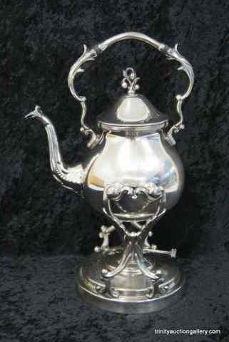 Appraisal: English Silverplate Tilt Serve Tea Kettle SetThis is for a