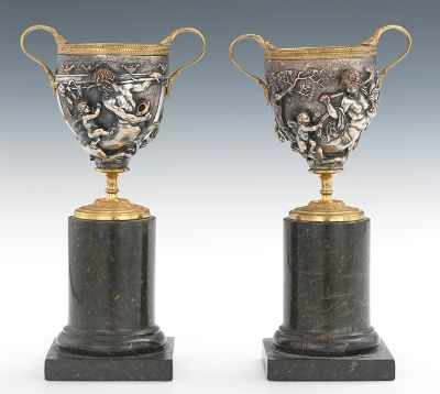 Appraisal: Pair of French Style Bronze Cups ca th Century After