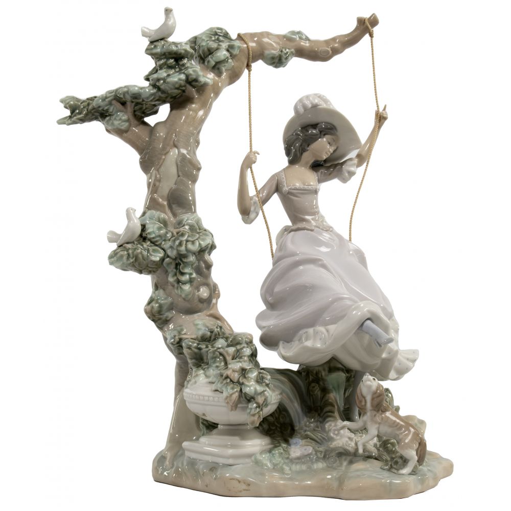 Appraisal: LLADRO VICTORIAN GIRL ON SWING FIGURINERetired glazed finish marked on