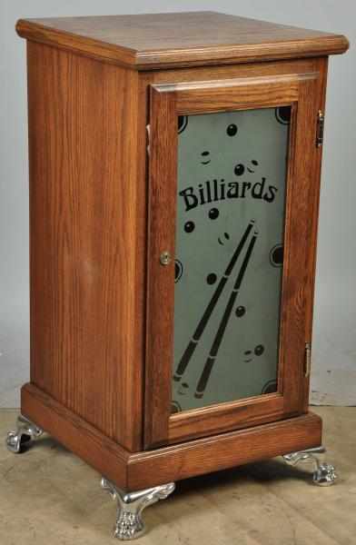 Appraisal: Oak Slot Machine Stand Description With iron claw feet and