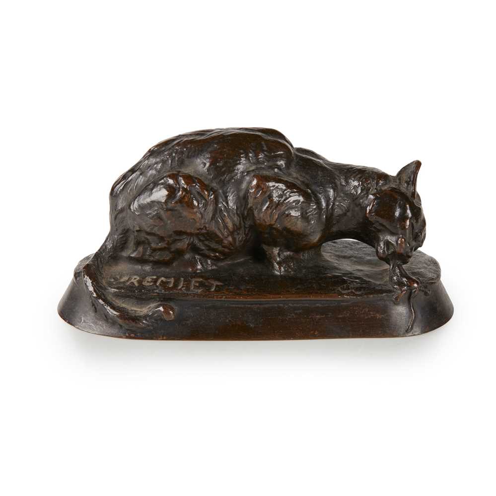 Appraisal: EMMANUEL FREMIET FRENCH - CAT WITH A MOUSE Bronze dark