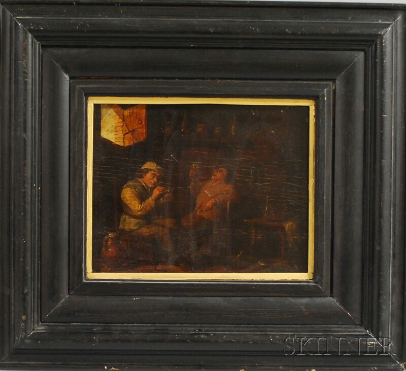 Appraisal: Flemish School th Century Two Men in an Interior Scene