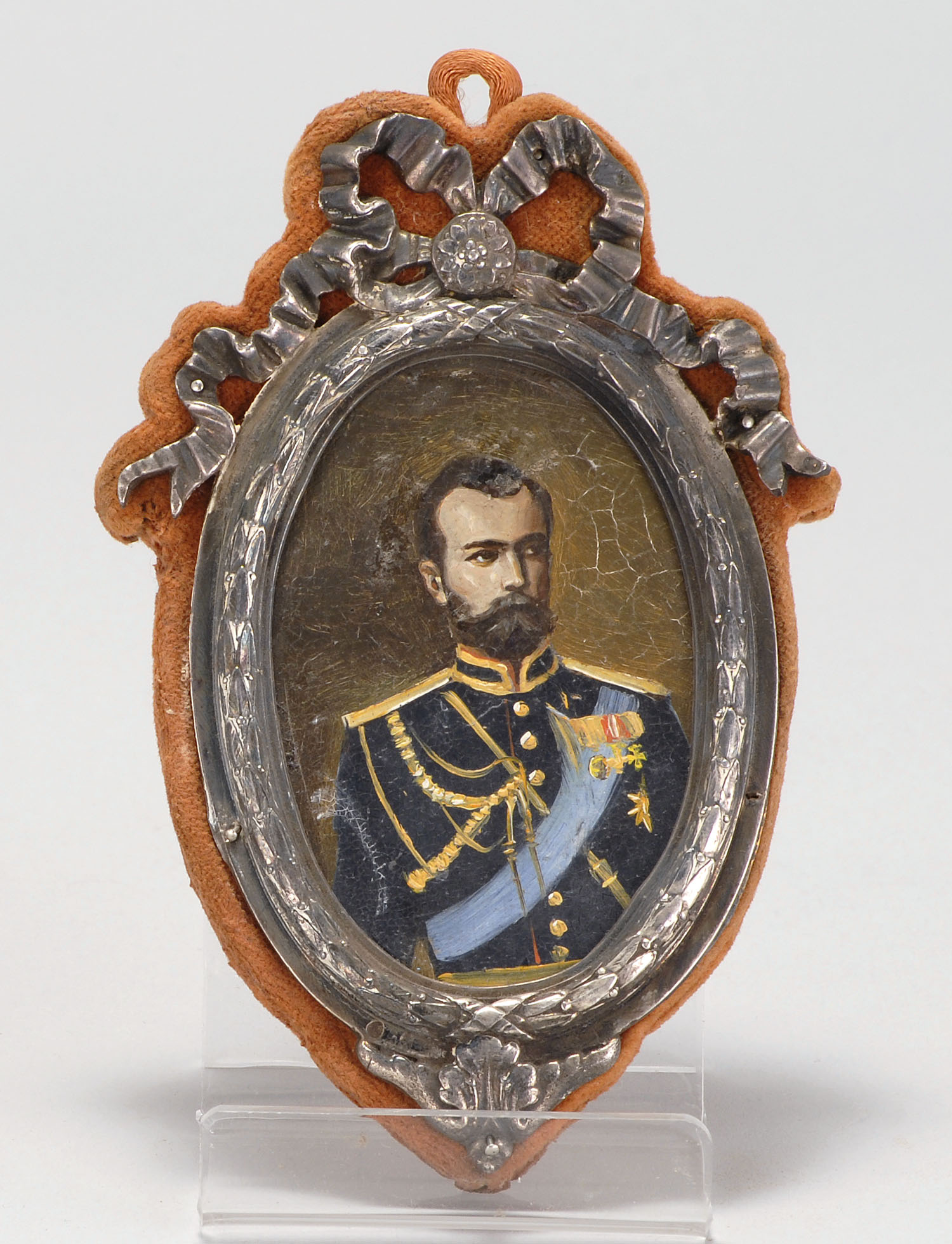 Appraisal: FRAMED MINIATURE PORTRAIT OF CZAR NICHOLAS Late th Early th