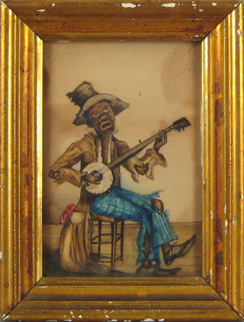 Appraisal: Watercolor portrait of an African American th c playing a