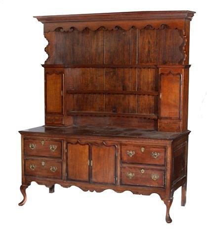 Appraisal: A GEORGE III OAK AND MAHOGANY CROSS BANDED DRESSER having