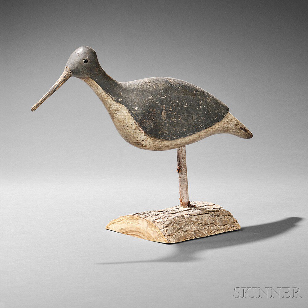 Appraisal: Carved and Painted Running Shorebird Decoy America late th early