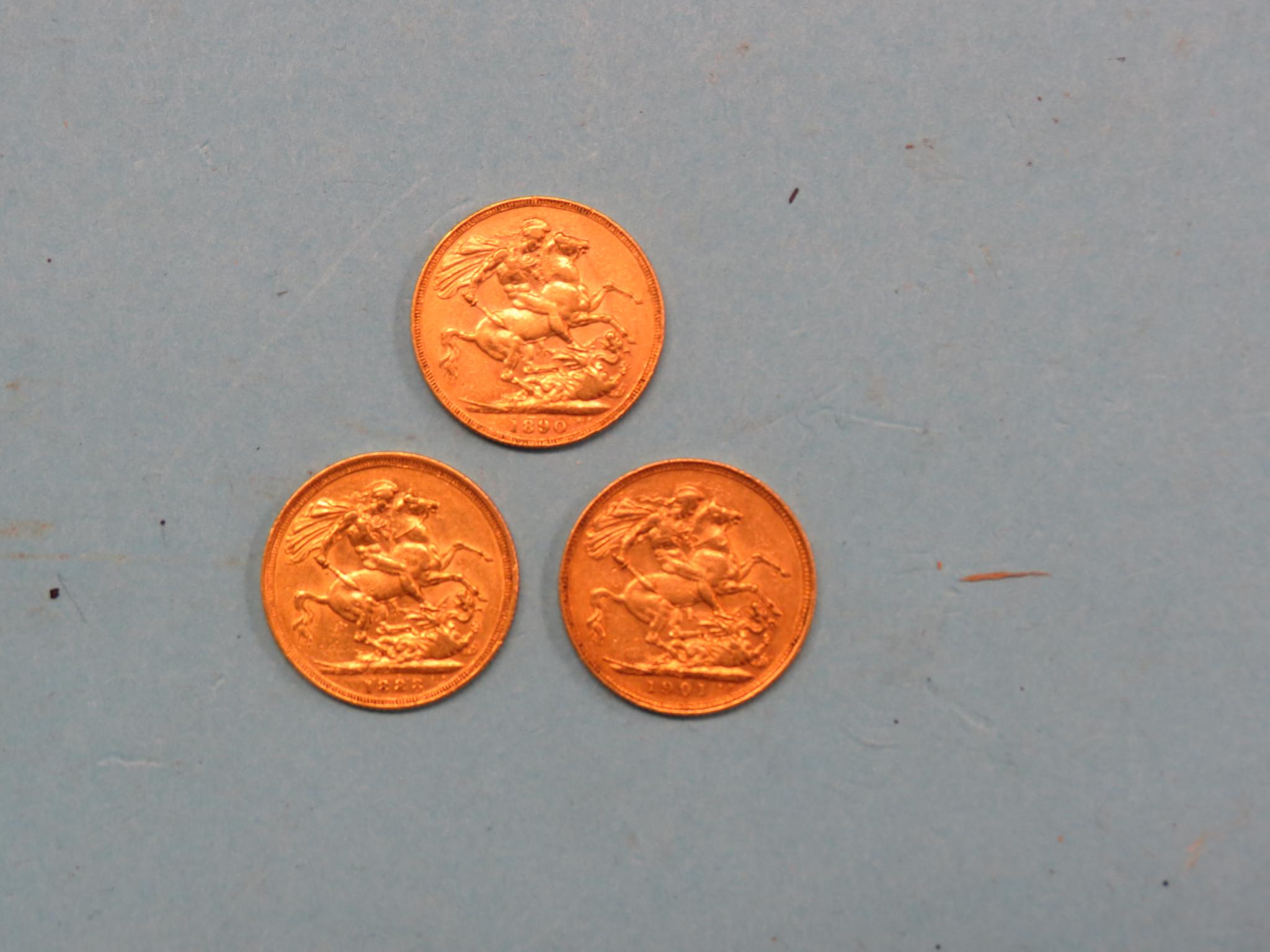 Appraisal: Three gold Sovereigns includes two Sydney mints