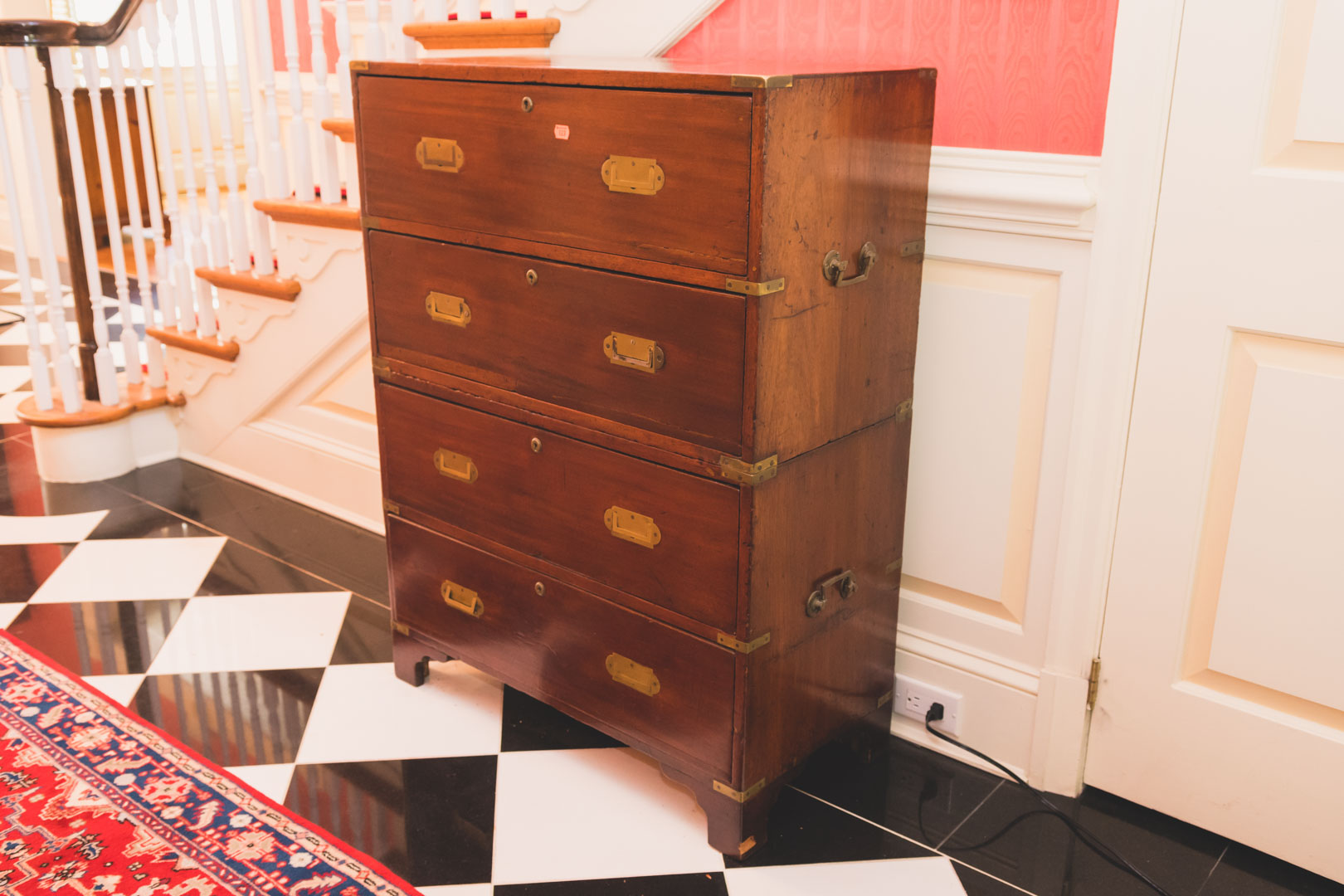 Appraisal: Victorian brass mounted mahogany campaign chest mid- th century two