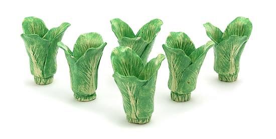 Appraisal: A Set of Six Dodie Thayer Lettuceware Toothpick Holders Height