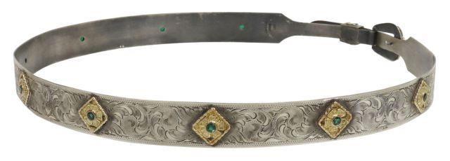 Appraisal: Western sterling silver and kt yellow gold overlay cowboy hatband