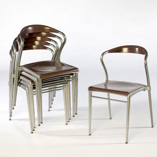 Appraisal: LUIGI ORIGLIA FOR PIUMA Set of six stacking chairs with