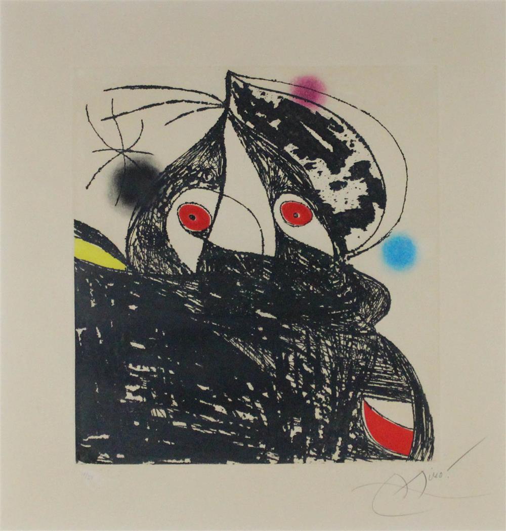 Appraisal: JOAN MIRO SPANISH - PERSONNAGE ROMANTIQUE Etching aquatint in colors