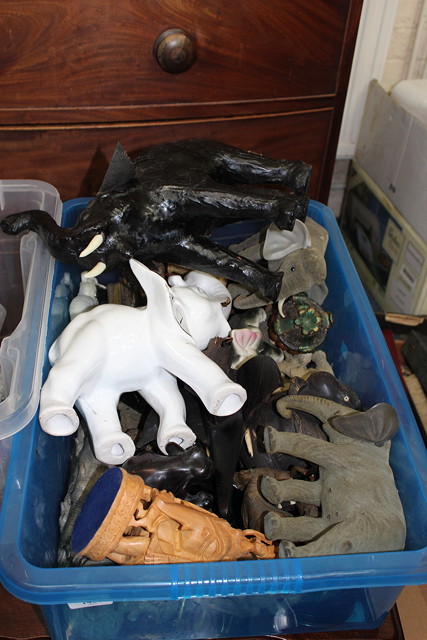 Appraisal: A QUANTITY OF VARIOUS ELEPHANTS ceramic carved wood spelter etc