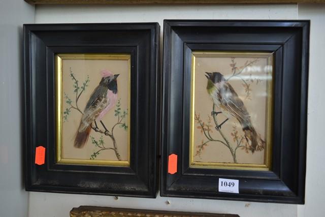 Appraisal: A PAIR OF SMALL VICTORIAN BIRD THEMED FEATHER WORKS