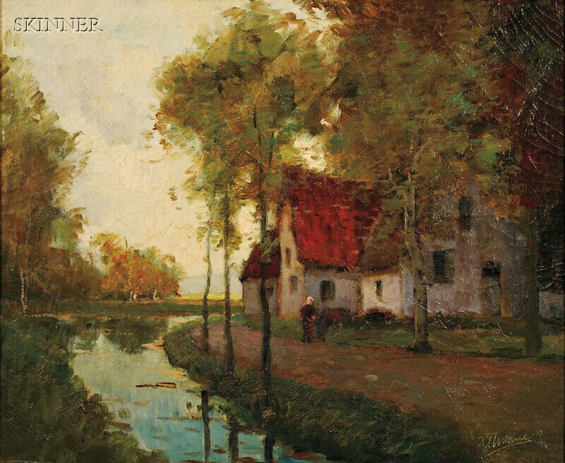 Appraisal: Anthony Thieme American - Morning Light Along the Canal Signed