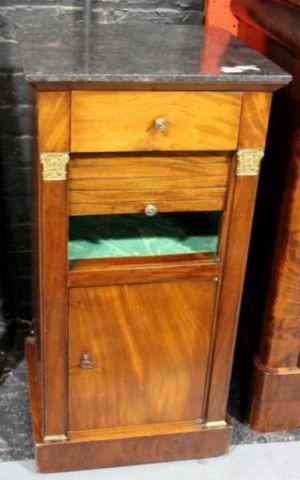 Appraisal: th Cent Tambour Front Stand drawer tambour door and marble