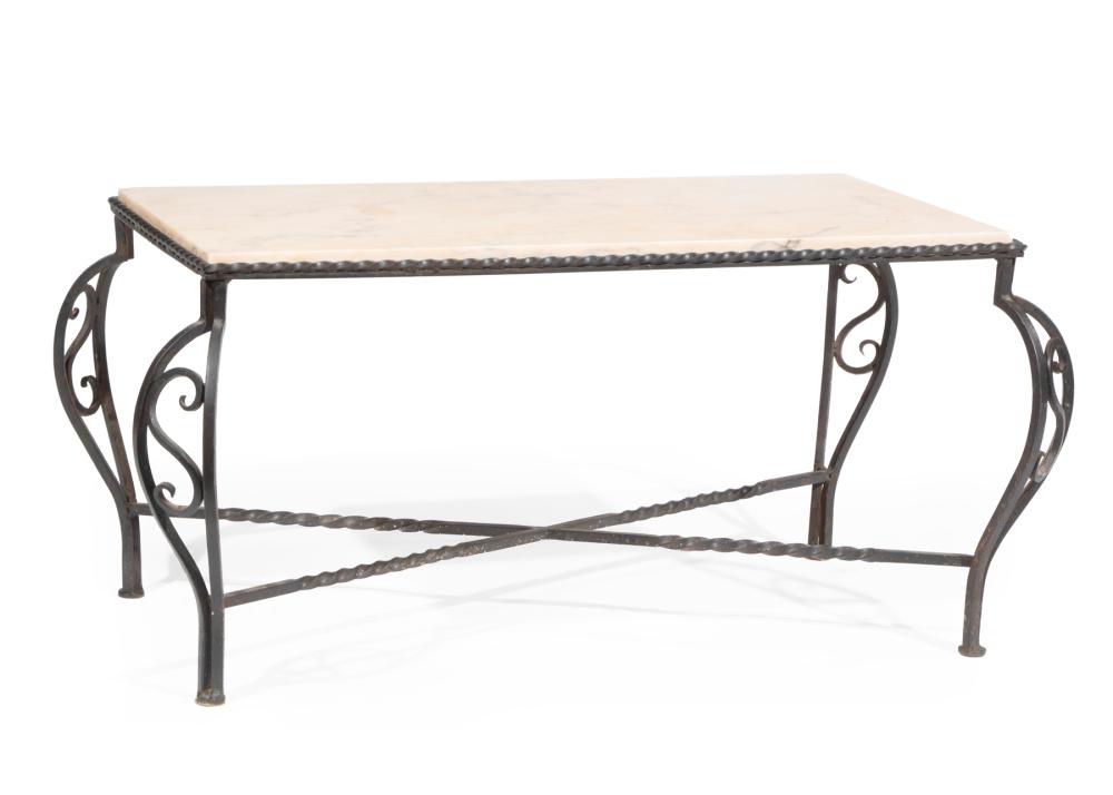 Appraisal: Art Deco Wrought Iron and Onyx Low Table early th