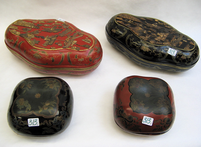 Appraisal: FOUR CHINESE LACQUER BOXES two sets of two boxes the