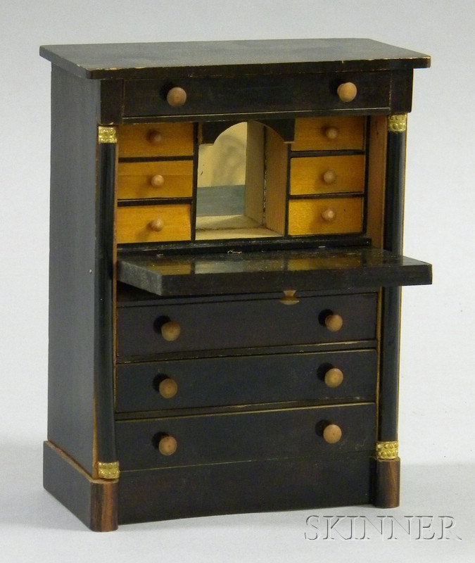 Appraisal: Doll's French-style Gilt-metal Mounted Rosewood-finished Secretaire a' Abattant ht wd