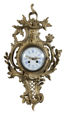 Appraisal: Ormolu-Mounted Rococo Wall Clock French th century ormolu with scrolls