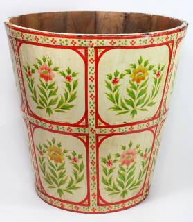 Appraisal: American Pennsylvania Dutch style basket of stave construction with rosemaling