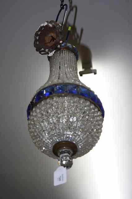 Appraisal: AN OLD HANGING LIGHT FITTING of bag form with cut