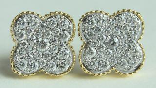 Appraisal: Van Cleef Arpels Style Diamond Clover Earrings Karat Van Cleef