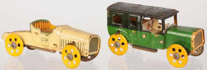 Appraisal: Lot of Tin Litho Automobile Penny Toys French Both marked