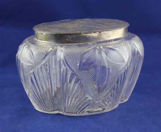 Appraisal: A late Victorian silver mounted cut glass biscuit box of