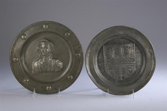 Appraisal: TWO PEWTER CHARGERS th century One Continental early th century