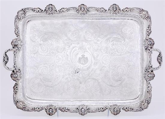 Appraisal: Fine French silver serving tray by Turquet circa applied rocaille