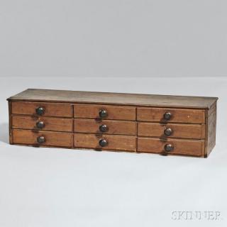 Appraisal: Shaker Nine-drawer Pine and Poplar Box possibly Canterbury New Hampshire