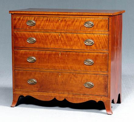 Appraisal: Ohio Federal inlaid cherry chest poplar secondary four graduated and