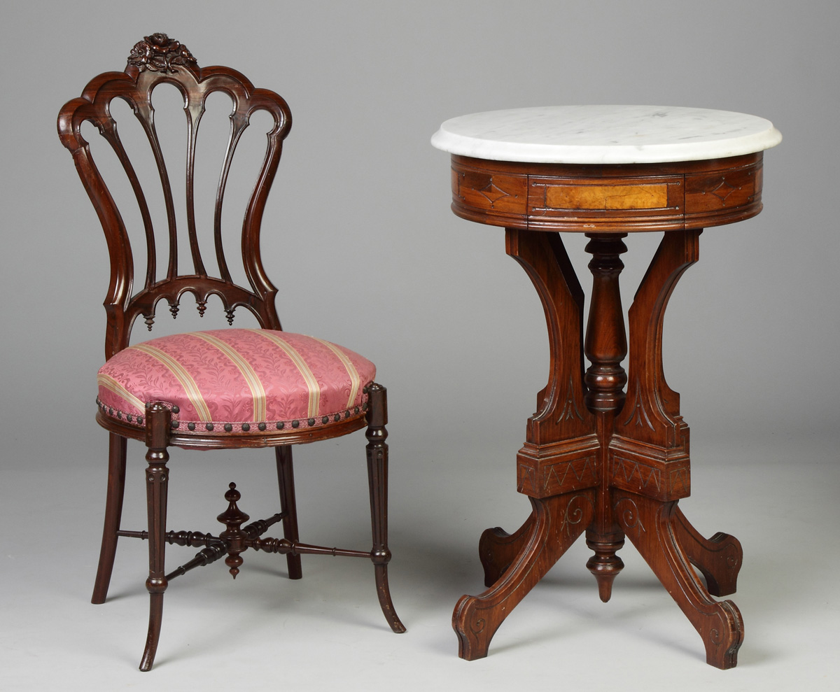 Appraisal: Victorian Carved Rosewood Boudoir Chair