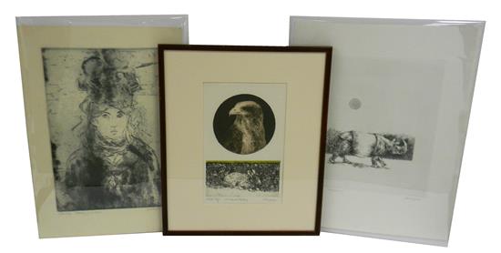 Appraisal: Jack Coughlin American b three artist's proof etchings one framed